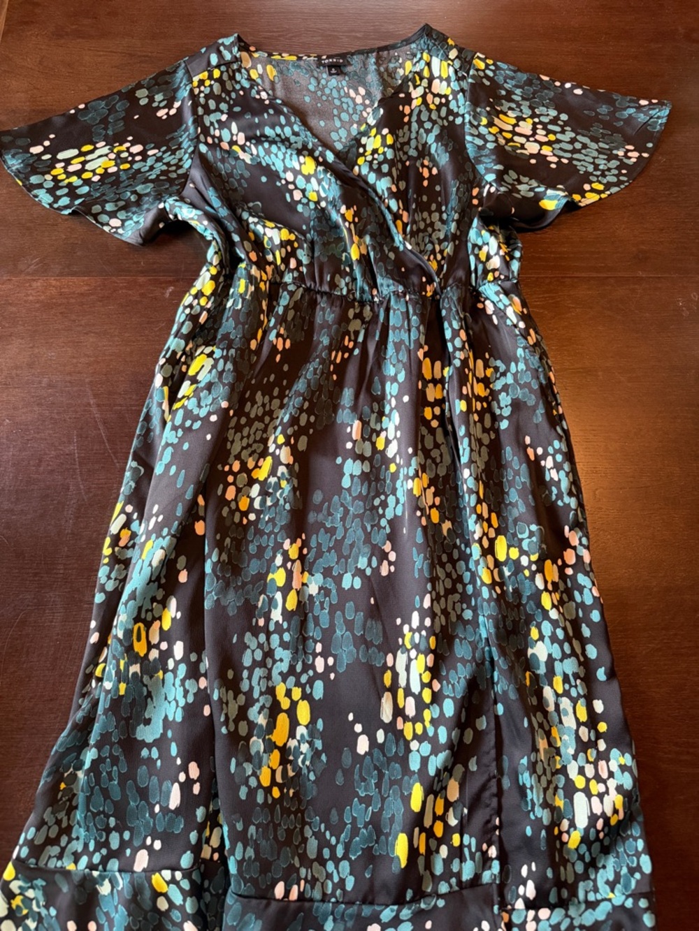 torrid Summer Wrap Dress with Teal, Yellow & White Print Sz 0
